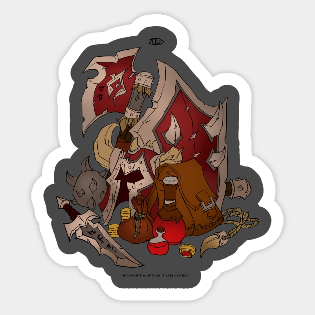 Equipment of a horde warrior Sticker by Konstantin Turovec